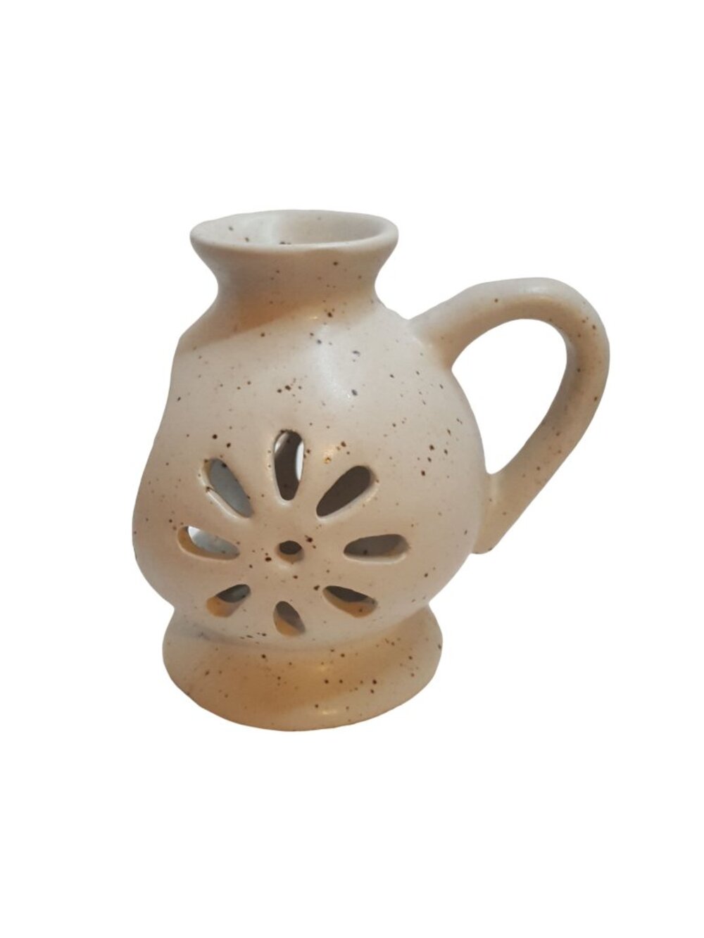 Vintageโ Pottery Chamber Candle Holder Brown Speckled